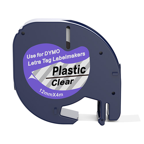 Dymo 12267 kompatibel labeltape sort på klar 12mm