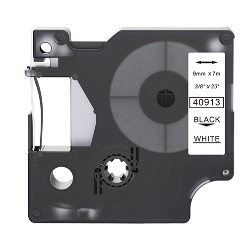 Dymo 40913 kompatibel labeltape sort på hvid 9mm