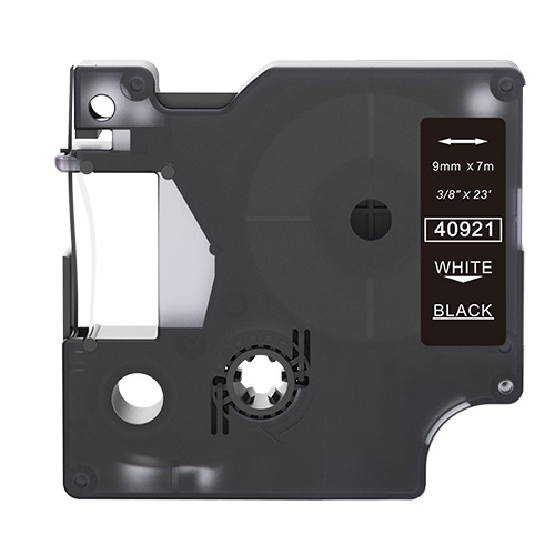 Dymo 40921 kompatibel labeltape hvid på sort 9mm
