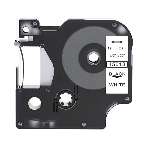 Dymo 45013 kompatibel labeltape sort på hvid 12mm
