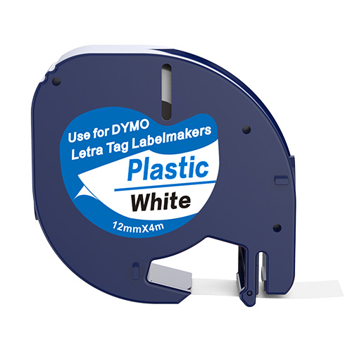 Dymo 91201 kompatibel labeltape sort på hvid 12mm