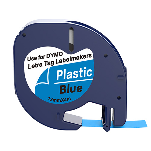 Dymo 91205 kompatibel labeltape sort på blå 12mm