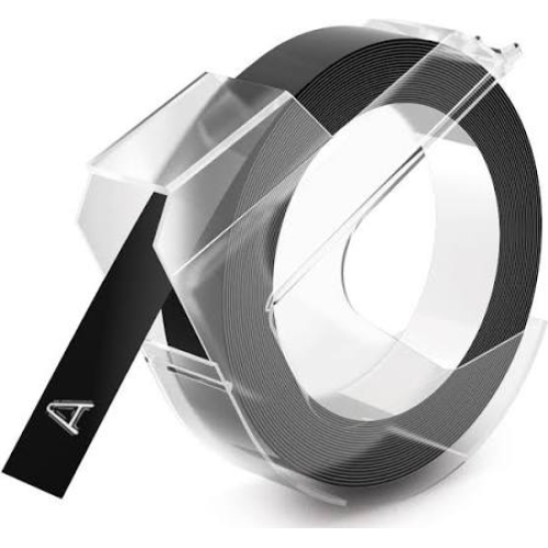 Dymo S0898130 kompatibel labeltape hvid på sort 9mm