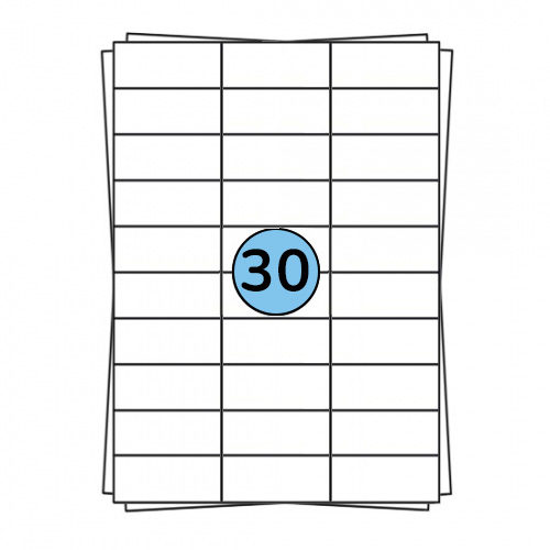 A4 etiketark 70 x 30 mm, 3.000 etiketter