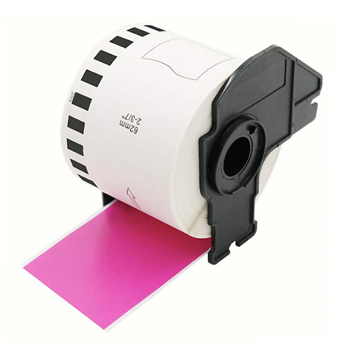 Brother DK-22205 kompatible etiketter lyserød, 62mm x 30,48m