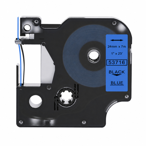 Dymo 53716 kompatibel labeltape sort på blå 24mm