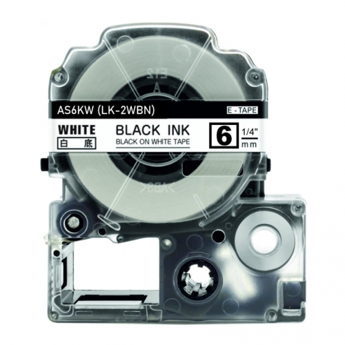 Epson LK-2WBN kompatibel labeltape sort på hvid 6mm