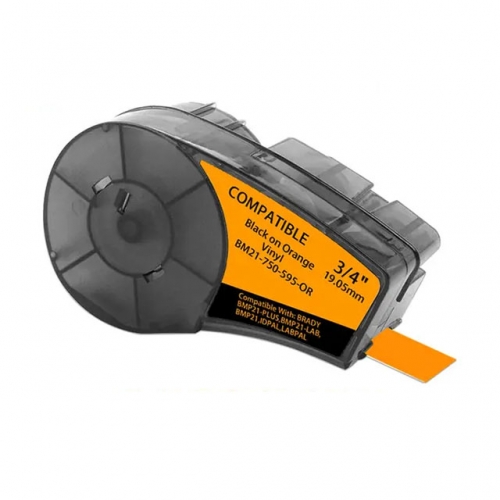 Brady M21-750-595-OR kompatibel labeltape sort op orange 19,1mm