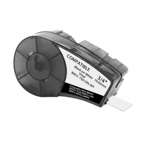 Brady M21-500-595-WT kompatibel labeltape sort på hvid 12,7mm