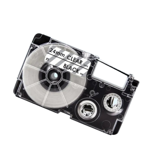 Casio XR-24X kompatibel labeltape sort på klar 24mm