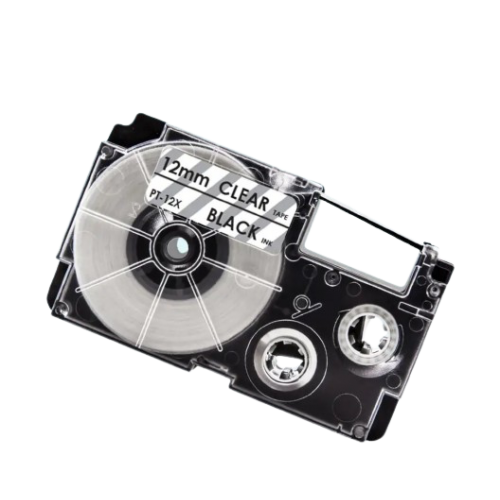 Casio XR-12X kompatibel labeltape sort på klar 12mm